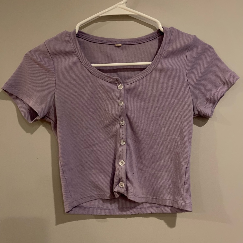 Purple button crop top